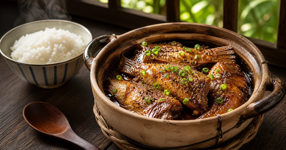 Nồi lẩu Thái chua cay với cá đù một nắng dai ngọt, rau muống và bắp non