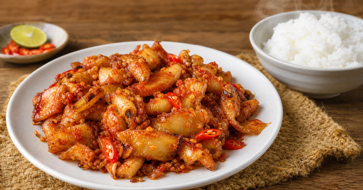 Mực một nắng nướng than nguyên con trên mẹt tre với muối ớt chanh và rau thơm