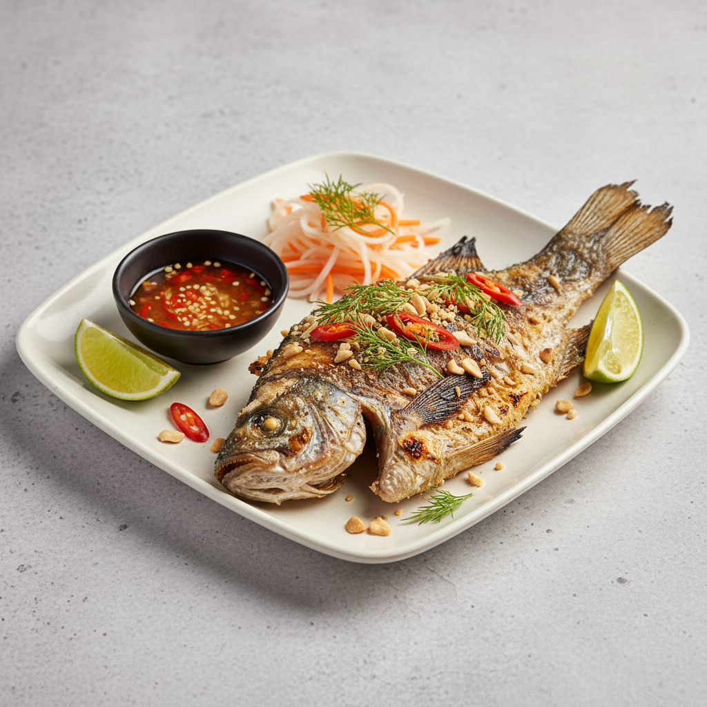 Cá basa một nắng nướng than hoa vàng đều, thơm nức trên vỉ nướng
